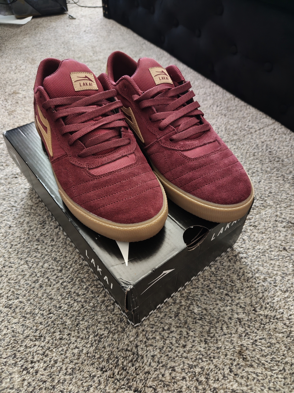 Men’s Burgundy Suede Sneakers with Gum Sole